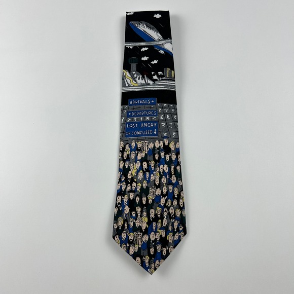 A. Rogers Other - Vintage A. Rogers Air Port Scene Arrivals Departures 100% Polyester Tie‎ Korea